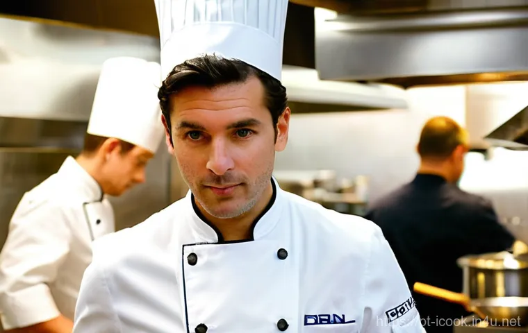 국제요리사 채용 시 필요한 준비물 - **A chef showcasing skill and cultural fusion in an international kitchen.**