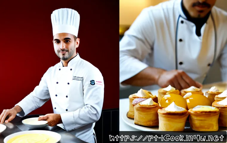요리사 자격증 종류 비교 - Photorealistic split-scene comparison of two culinary career paths in Portugal: on the left, a profe...
